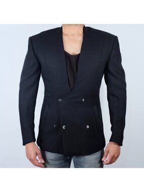 Vintage Thierry Mugler Homme jacket blazer 46 US 36 black contoured